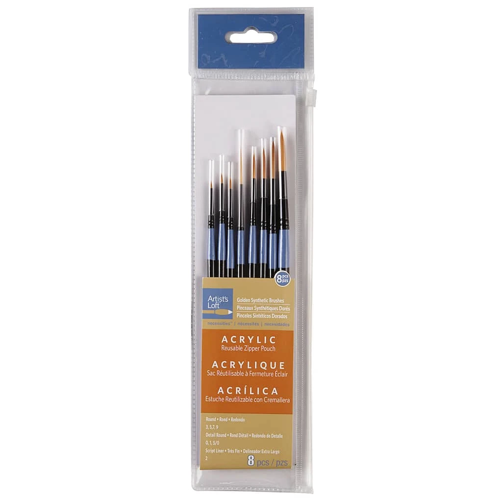 Top 10 😉 12 Packs: 8 ct. (96 total) Necessities™ Golden Synthetic Acrylic Round Variety Brush Set by Artist's Loft™ by Artists Loft ⌛ - Image 3