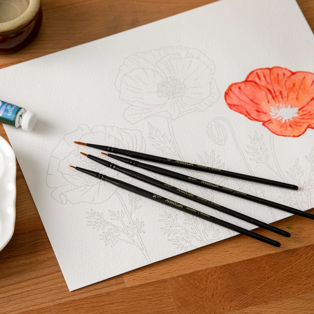 Cheap ⭐ Necessities™ Brown Synthetic Round Watercolor 4 Piece Brush Set by Artist's Loft® by Artists Loft 👍 - Image 3