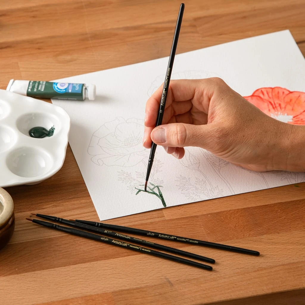 Cheap ⭐ Necessities™ Brown Synthetic Round Watercolor 4 Piece Brush Set by Artist's Loft® by Artists Loft 👍 - Image 2