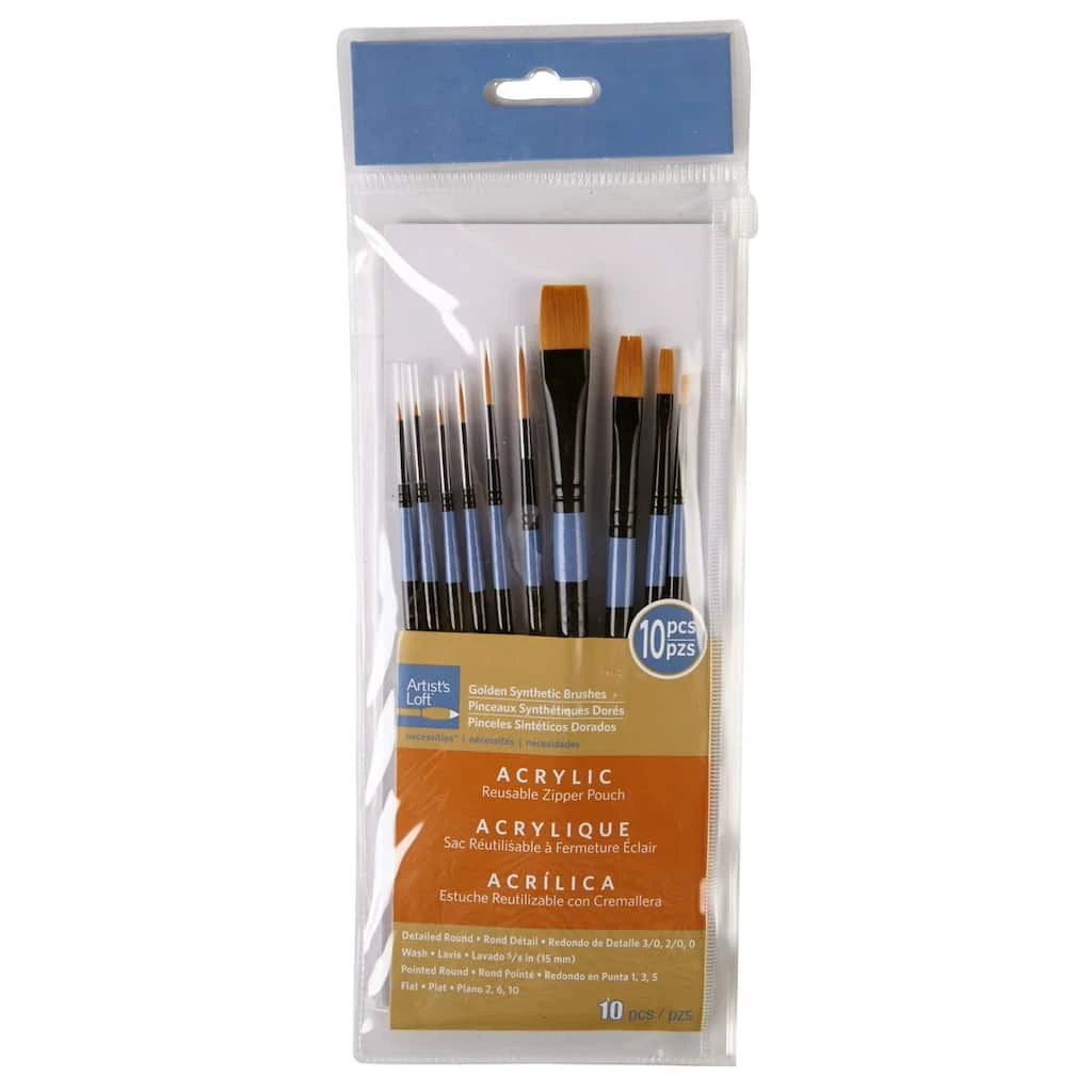 Outlet ๐ 12 Packs: 10 ct. (120 total) Necessities™ Golden Synthetic Acrylic Brush Set by Artist's Loft™ by Artists Loft โ๏ธ - Image 4