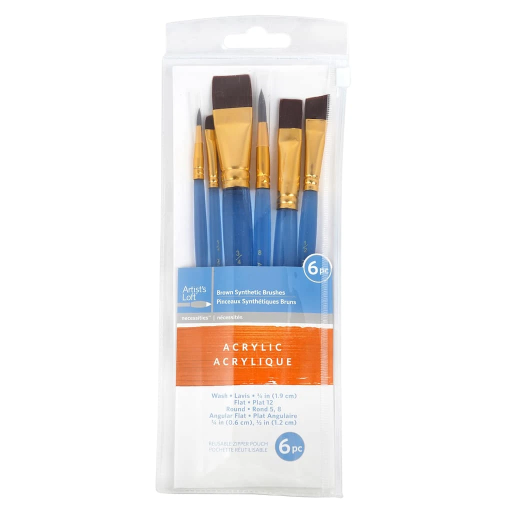 Best Sale π Necessities™ Brown Synthetic Acrylic Brush Set by Artist's Loft™ by Artists Loft π₯ - Image 3