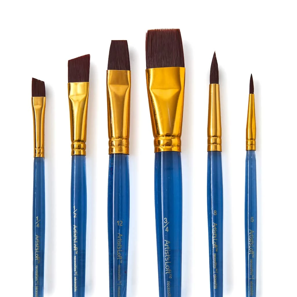 Best Sale π Necessities™ Brown Synthetic Acrylic Brush Set by Artist's Loft™ by Artists Loft π₯