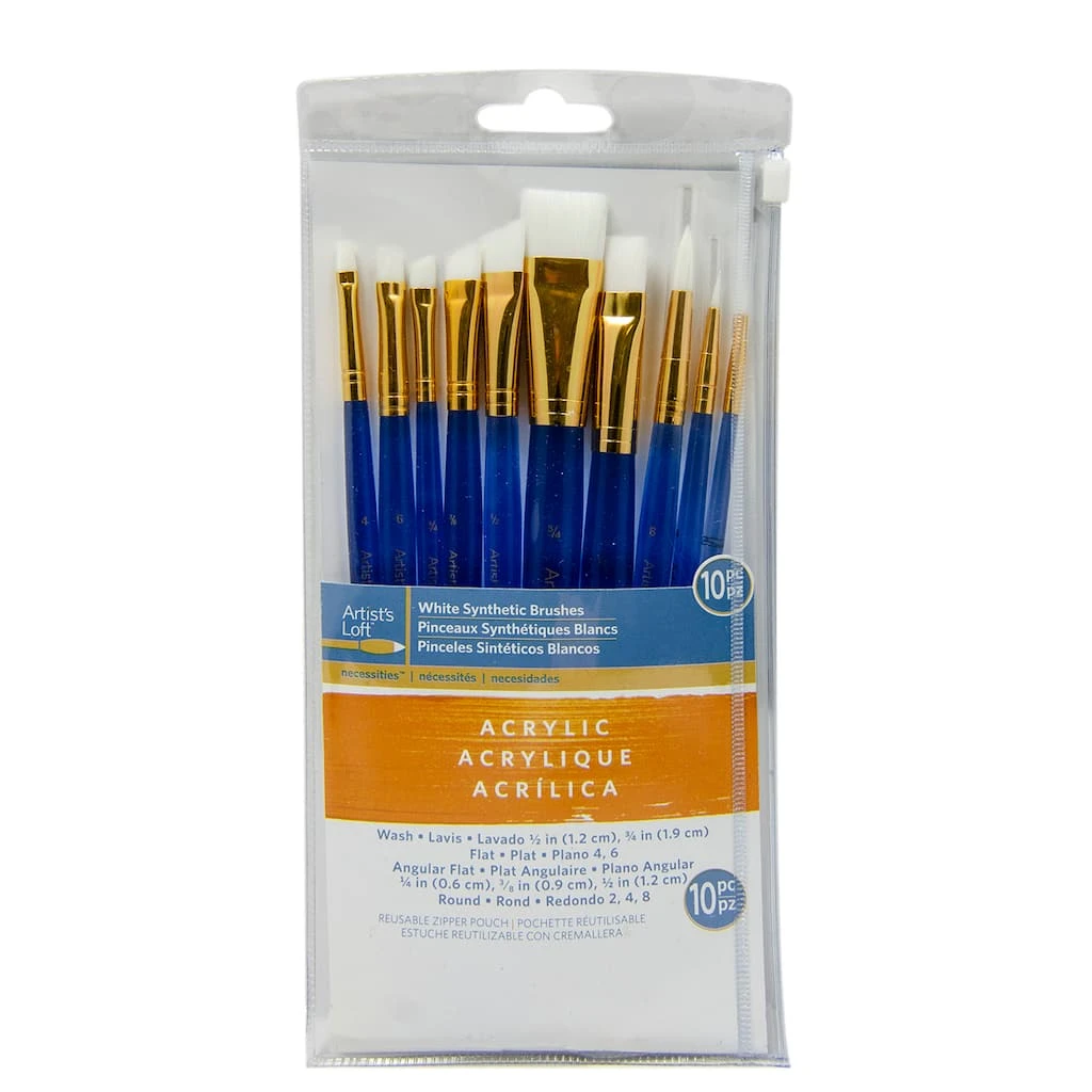 Best reviews of ⭐ 12 Packs: 10 ct. (120 total) Necessities™ White Synthetic Acrylic Brush Set by Artist's Loft™ by Artists Loft 🎁 - Image 3