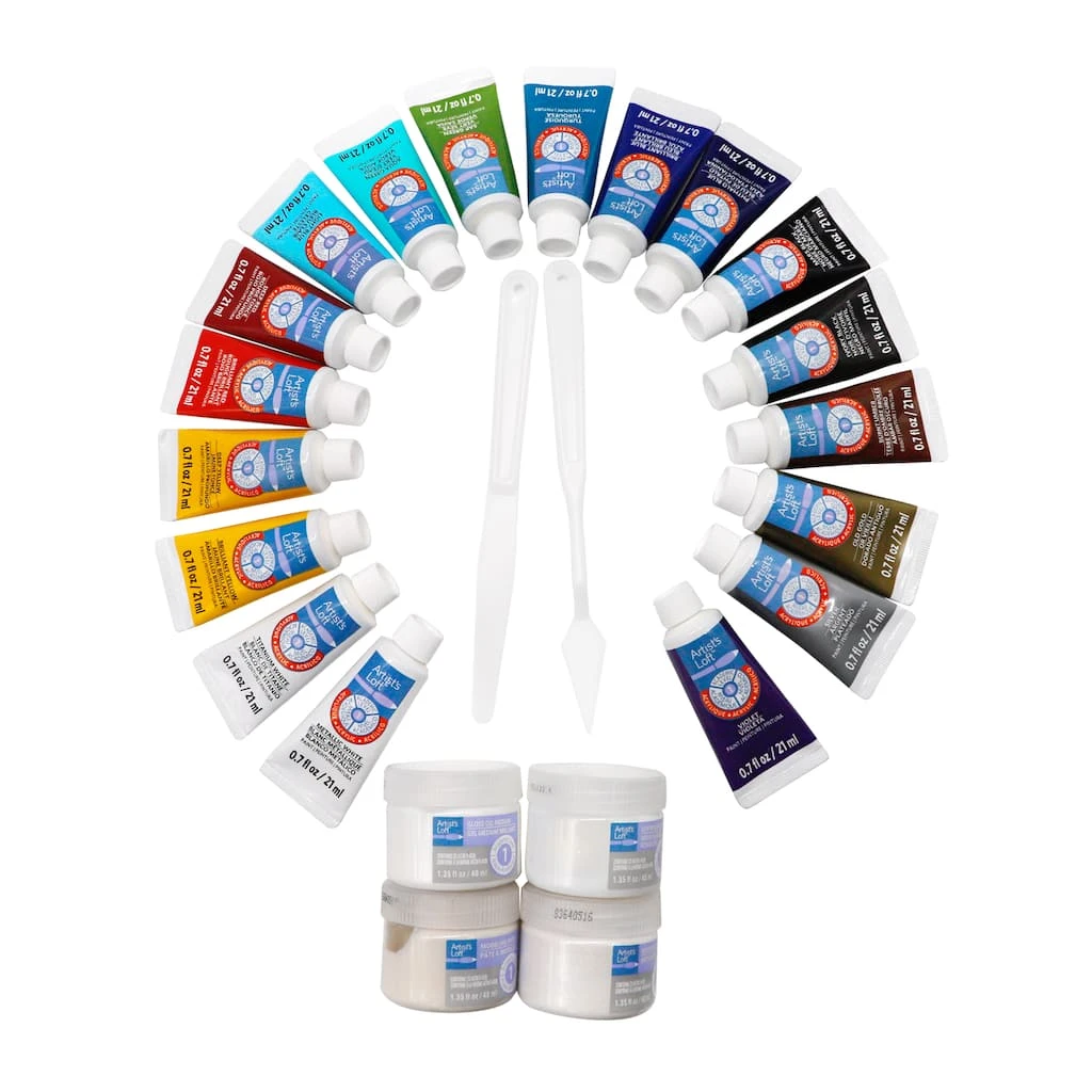 Hot Sale 🔔 12 Pack: 24 Piece Acrylic Paint & Mediums Set By Artist's Loft™ by Artists Loft ✔️