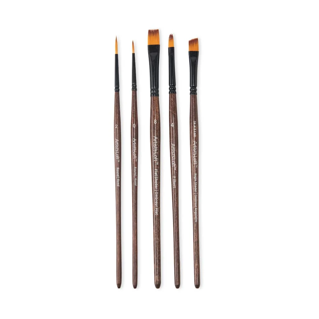New โจ Golden Synthetic Acrylic 5 Piece Brush Set by Artist's Loft™ by Artists Loft ๐ฏ