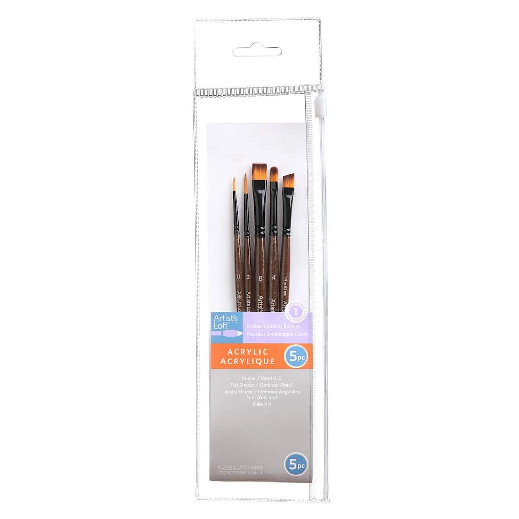 New โจ Golden Synthetic Acrylic 5 Piece Brush Set by Artist's Loft™ by Artists Loft ๐ฏ - Image 3