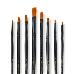 New 😀 12 Packs: 8 ct. (96 total) Necessities™ Golden Synthetic Acrylic Flat Variety Brush Set by Artist's Loft™ by Artists Loft ✔️