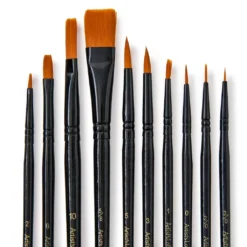 Outlet 😉 12 Packs: 10 ct. (120 total) Necessities™ Golden Synthetic Acrylic Brush Set by Artist's Loft™ by Artists Loft ✔️