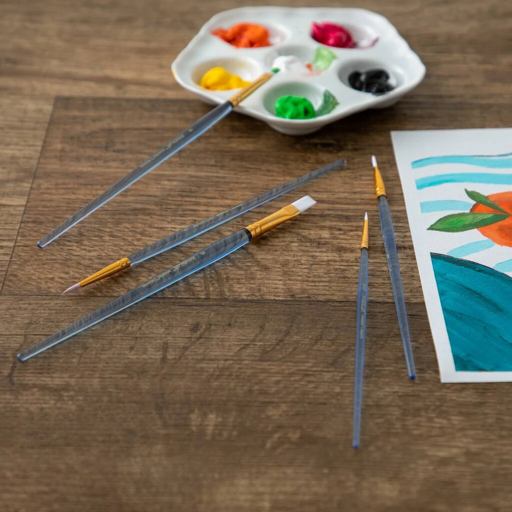 Flash Sale 🔥 12 Packs: 5 ct. (60 total) Necessities™ White Synthetic Acrylic Round & Flat Brush Set by Artist's Loft™ by Artists Loft ⌛ - Image 2