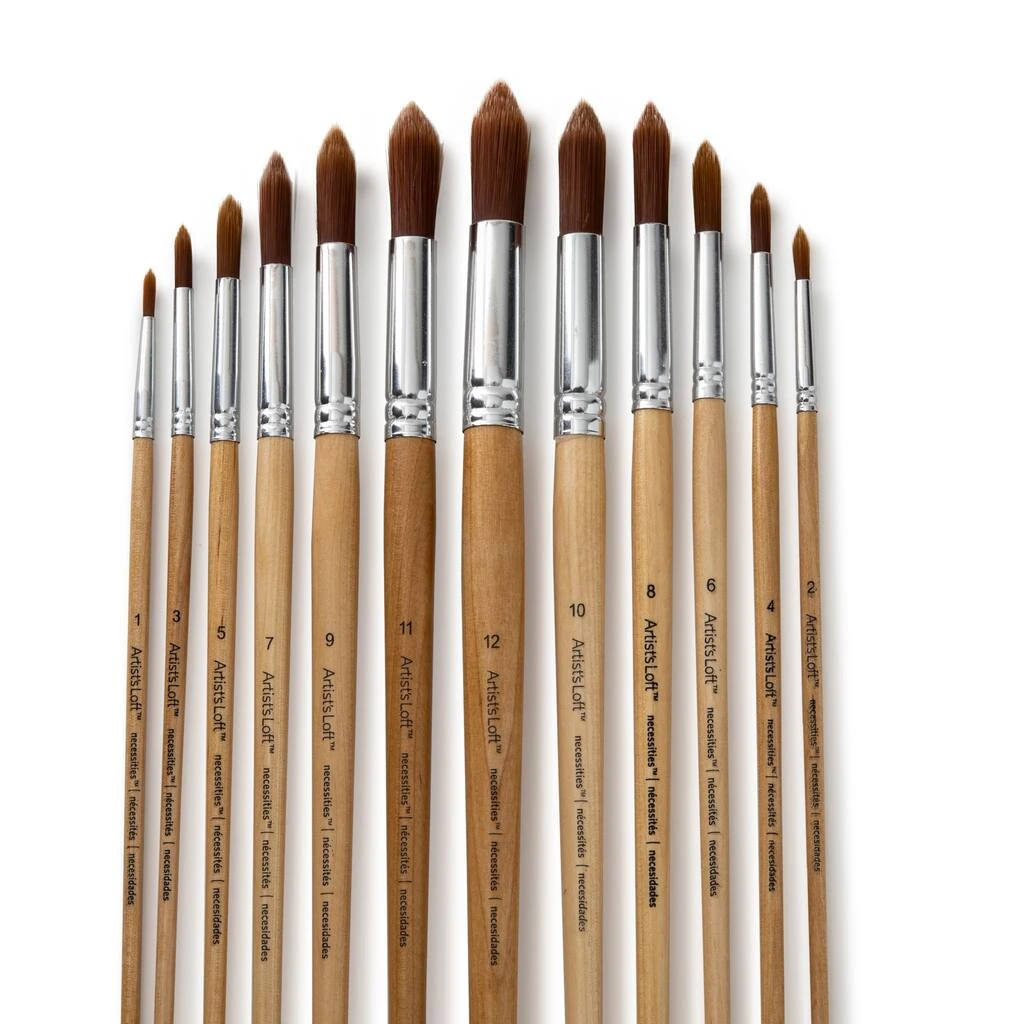 Best Pirce 🔔 12 Packs: 12 ct. (144 total) Necessities™ Brown Synthetic Round Brush Set by Artist's Loft™ by Artists Loft ✔️ - Image 2