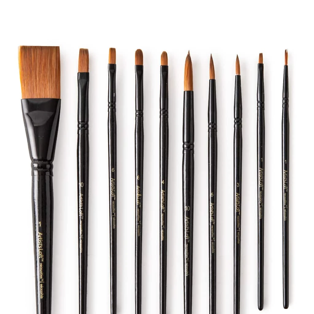 Best Sale ๐ฅ 12 Packs: 10 ct. (120 total) Necessities™ Brown Synthetic Watercolor Brush Set by Artist's Loft™ by Artists Loft ๐