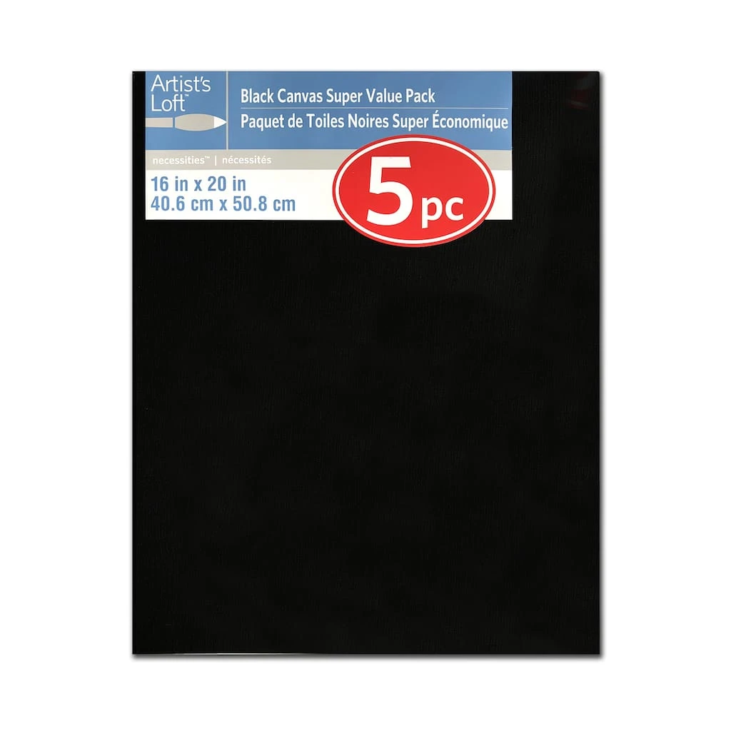 Flash Sale โ 4 Packs: 5 ct. (20 total) 16" x 20" Black Canvas Super Value Pack by Artist's Loft® Necessities™ by Artists Loft โญ